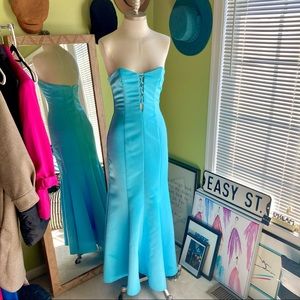 Aquamarine Blue Strapless Mermaid-style Formal Dress